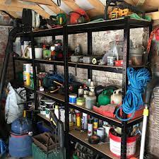 plastic shelving in the garage