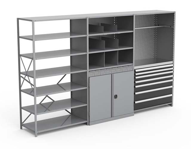 metalware render drawer and open shelving