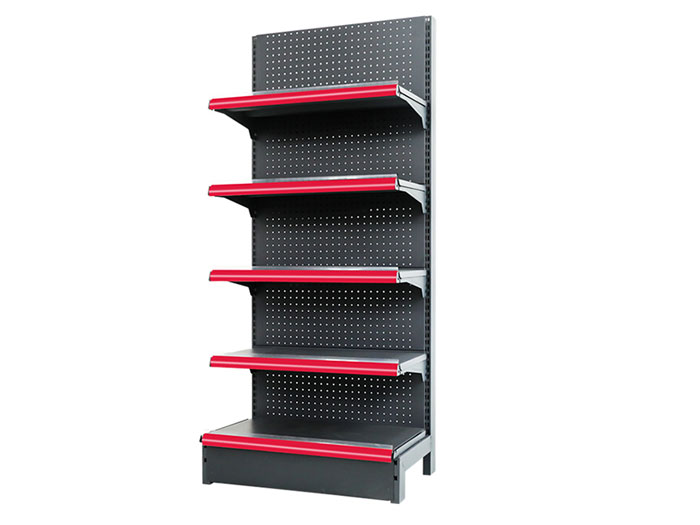 Single sided metal supermarket shelving