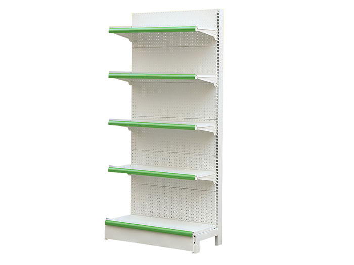 Single sided metal supermarket shelving