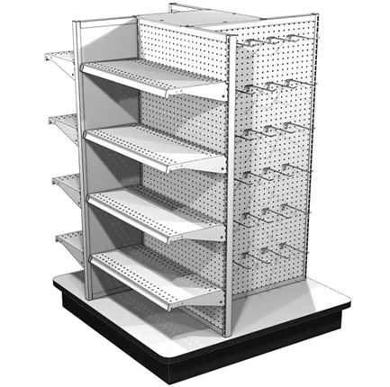 4 way metal supermarket shelving